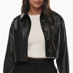 Aritzia Wilfred vegan leather little cropped jacket